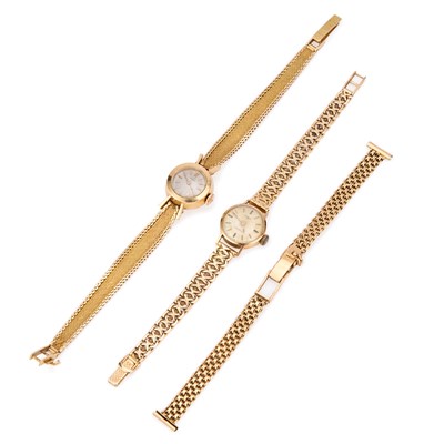 Lot 686 - TWO 18CT GOLD BRACELET WATCHES AND AN 18CT GOLD BRACELET