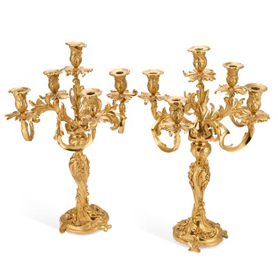 Lot 1004 - A PAIR OF FRENCH GILT-BRONZE CANDELABRA