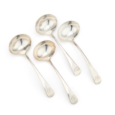 Lot 508 - A SET OF FOUR GEORGE III SAUCE LADLES