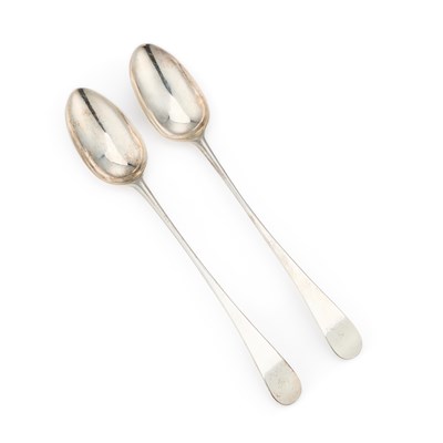 Lot 509 - A PAIR OF GEORGE III SILVER BASTING SPOONS