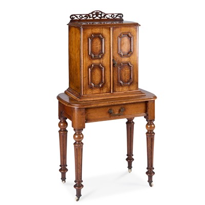 Lot 1186 - A VICTORIAN OAK COLLECTORS CABINET