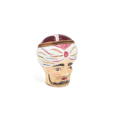 Lot 953 - A RARE SOUTH STAFFORDSHIRE ENAMEL TURK'S HEAD BONBONNIÈRE
