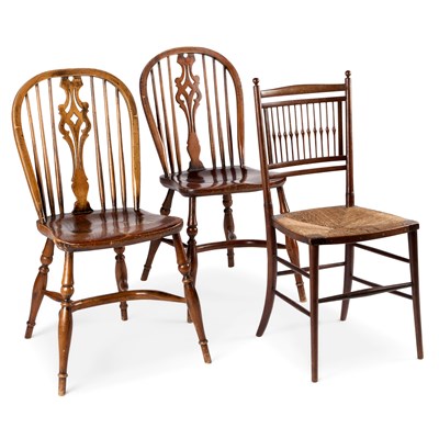 Lot 1191 - A LATE 19TH CENTURY SUSSEX-TYPE RUSH-SEATED WALNUT CHAIR