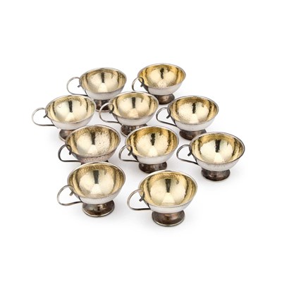 Lot 184 - A SET OF TEN SWEDISH SILVER TOT CUPS