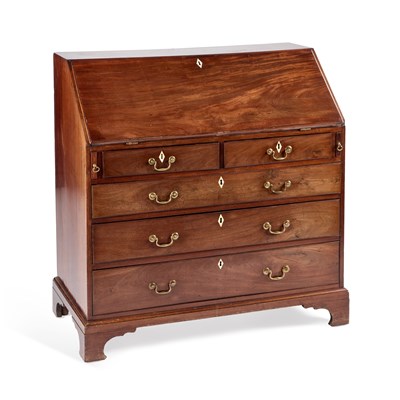 Lot 1232 - A GEORGE III MAHOGANY SLANT-FRONT BUREAU