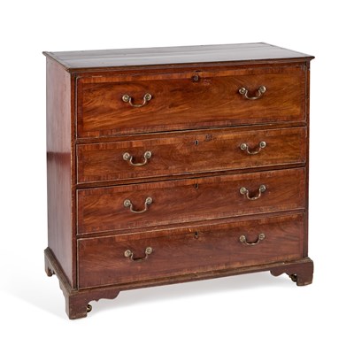 Lot 1156 - A GEORGE III MAHOGANY SECRETAIRE CHEST OF DRAWERS
