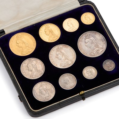 Lot 908 - VICTORIA (1819-1901), GOLD AND SILVER COIN SET, 1887 'GOLDEN JUBILEE'
