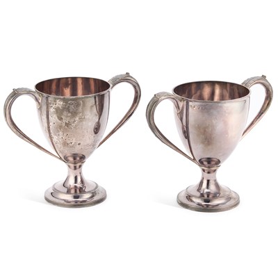 Lot 607 - A PAIR OF GEORGE III SILVER TWO-HANDLED CUPS