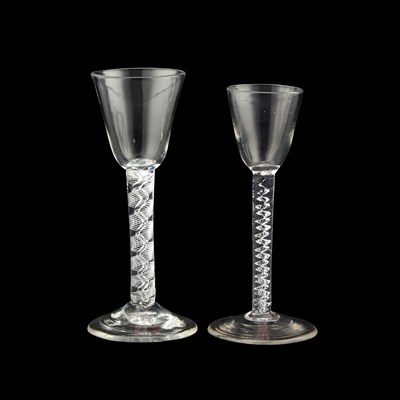 Lot 206 - TWO 18TH CENTURY AIR TWIST WINE GLASSES
