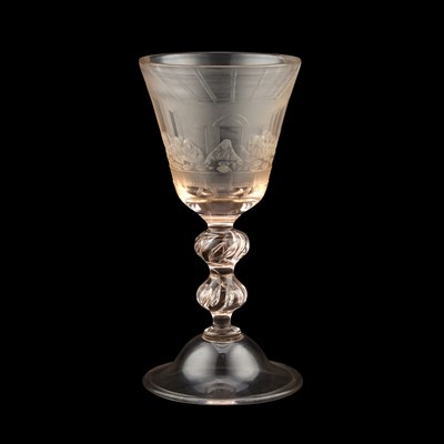Lot 225 - A 19TH CENTURY GOBLET ENGRAVED WITH THE LAST SUPPER