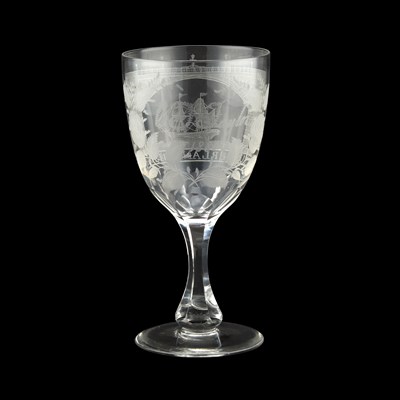 Lot 224 - A 19TH CENTURY 'SUNDERLAND BRIDGE' ENGRAVED GOBLET