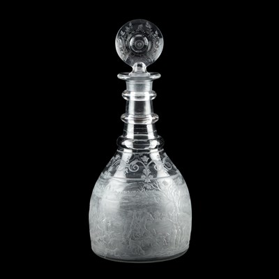 Lot 208 - A FINE ENGRAVED DECANTER AND STOPPER