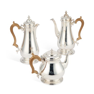 Lot 425 - AN ELIZABETH II SILVER THREE-PIECE TEA SERVICE
