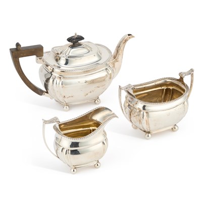 Lot 492 - A GEORGE V SILVER THREE-PIECE TEA SERVICE