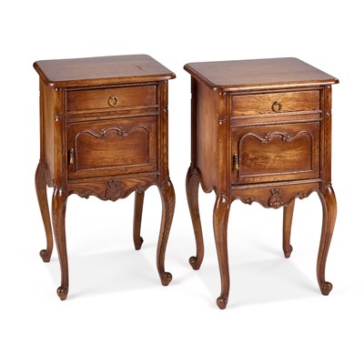 Lot 1221 - A PAIR OF FRENCH OAK BEDSIDE CABINETS