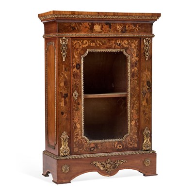 Lot 1240 - A FINE VICTORIAN FLORAL MARQUETRY AND ORMOLU-MOUNTED WALNUT PIER CABINET