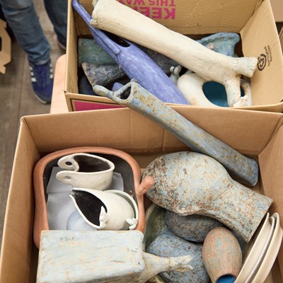 Lot 17 - TWO BOXES OF STUDIO POTTERY
