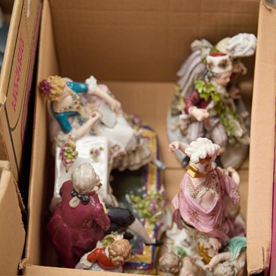 Lot 21 - THREE DRESDEN PORCELAIN FIGURE GROUPS