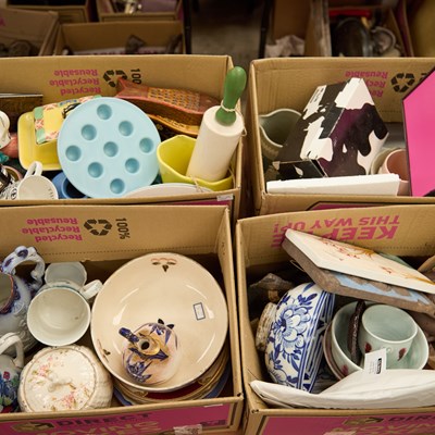 Lot 55 - FOUR BOXES OF CERAMICS AND OTHER OBJECTS