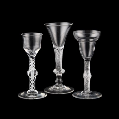 Lot 204 - THREE 18TH CENTURY WINE GLASSES