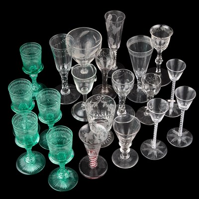 Lot 218 - A GROUP OF GEORGIAN AND LATER DRINKING GLASSES