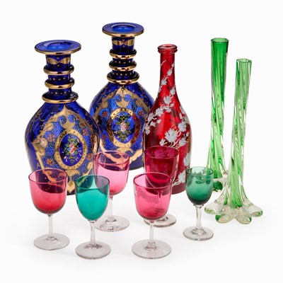 Lot 230 - A COLLECTION OF 19TH CENTURY AND LATER COLOURED GLASS