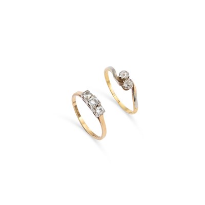 Lot 795 - TWO 18 CARAT GOLD DIAMOND RINGS