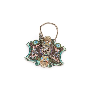 Lot 252 - A RUSSIAN SILVER AND ENAMEL BUCKLE