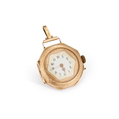 Lot 682 - A 14K GOLD FOB WATCH
