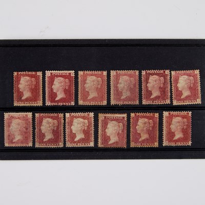 Lot 133 - SG43 1D ROSE-RED MINT PLATES