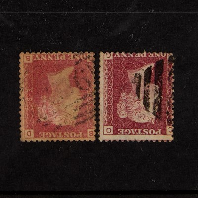 Lot 119 - SG43 1D ROSE-RED WITH WMK INVERTED PLATE 86 AND 176