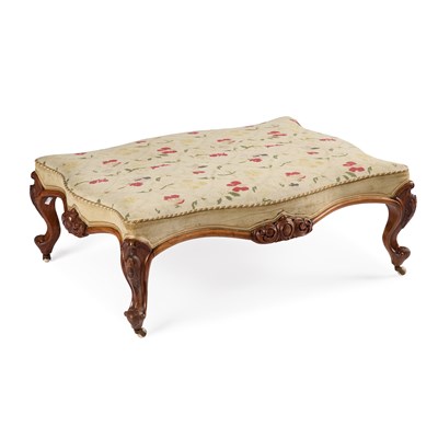 Lot 1216 - A VICTORIAN WALNUT AND UPHOLSTERED COUNTRY HOUSE STOOL