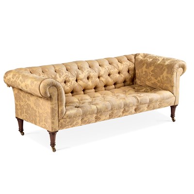 Lot 1151 - A VICTORIAN MAHOGANY AND DEEP-BUTTON UPHOLSTERED CHESTERFIELD SOFA