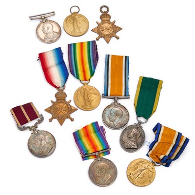 Lot 165 - THREE FIRST WORLD WAR MEDALS GROUPS