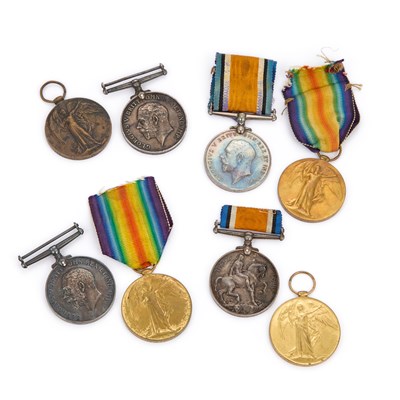 Lot 185 - FOUR FIRST WORLD WAR MEDAL PAIRS