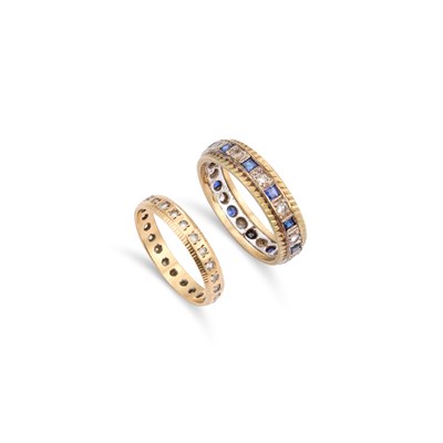 Lot 792 - TWO 9 CARAT GOLD GEM-SET ETERNITY RINGS