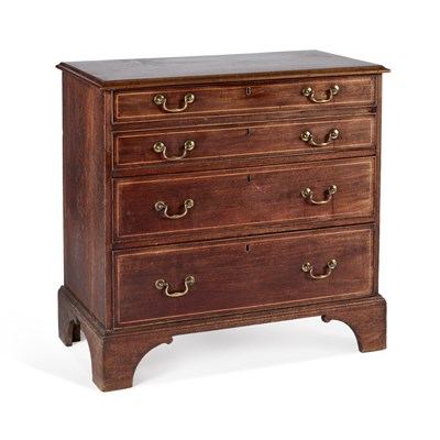 Lot 838 - A GEORGE III INLAID MAHOGANY SECRETAIRE CHEST OF DRAWERS
