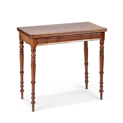 Lot 1249 - A 19TH CENTURY MAHOGANY FOLDOVER TEA TABLE