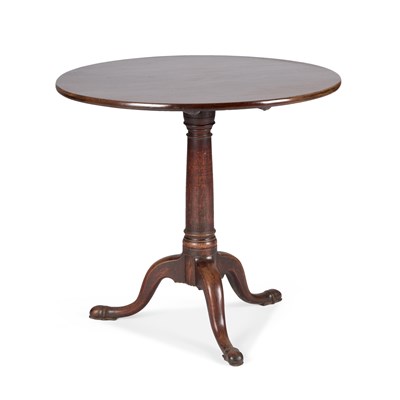 Lot 1157 - A GEORGE III MAHOGANY TILT-TOP TRIPOD TABLE