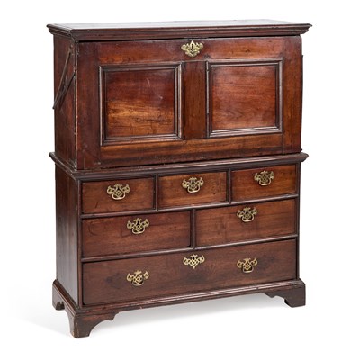 Lot 835 - AN 18TH CENTURY RED WALNUT SECRETAIRE CHEST