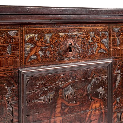 Lot 1231 - A LARGE NORTH ITALIAN PEN-WORK CASSONE