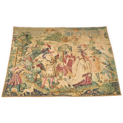 Lot 1093 - A LARGE AUBUSSON-TYPE WALL HANGING