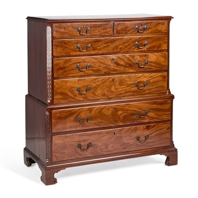 Lot 1245 - A GEORGE III MAHOGANY CHEST ON CHEST