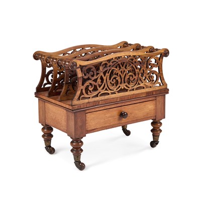 Lot 1196 - A VICTORIAN WALNUT CANTERBURY