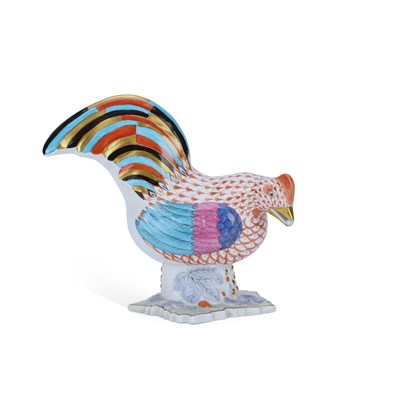 Lot 135 - A HEREND PORCELAIN MODEL OF A COCKEREL