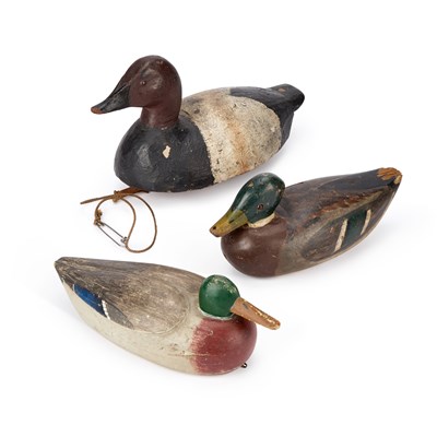 Lot 162 - THREE VINTAGE PAINTED WOODEN DECOY DUCKS