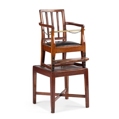 Lot 1155 - AN EARLY 19TH CENTURY MAHOGANY CHILD'S CHAIR ON STAND