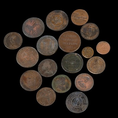 Lot 60 - A GROUP OF 18TH AND 19TH CENTURY PROVINCIAL COPPER TRADE TOKENS AND OTHERS