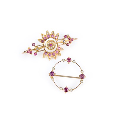 Lot 634 - TWO LATE VICTORIAN GEM-SET BROOCHES
