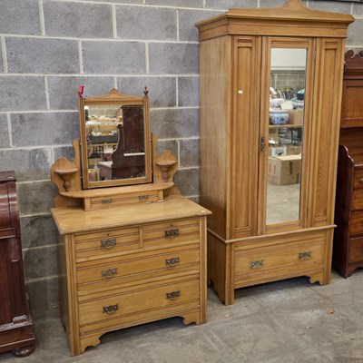 Lot 251 - A LATE VICTORIAN ASH TWO-PIECE BEDROOM SUITE